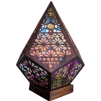 Dřevěná boho LED lampa s projekcí