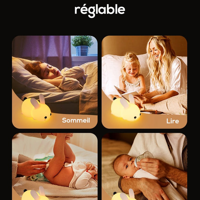 Dotyková silikonová lampička zajíček pro děti