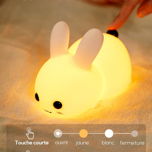 Dotyková silikonová lampička zajíček pro děti