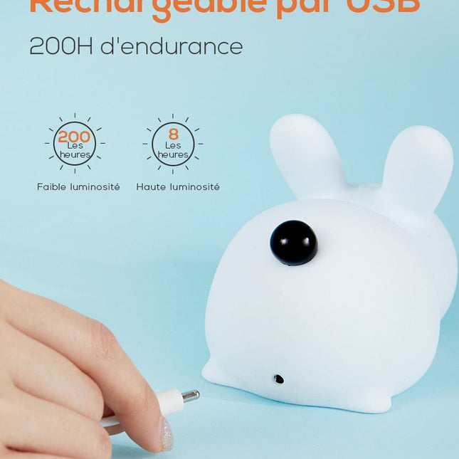 Dotyková silikonová lampička zajíček pro děti