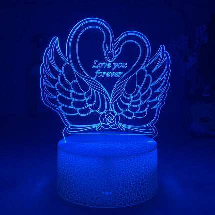 3D LED lampa labutě v srdci