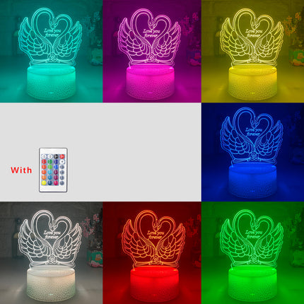 3D LED lampa labutě v srdci