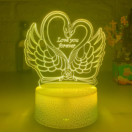 3D LED lampa labutě v srdci