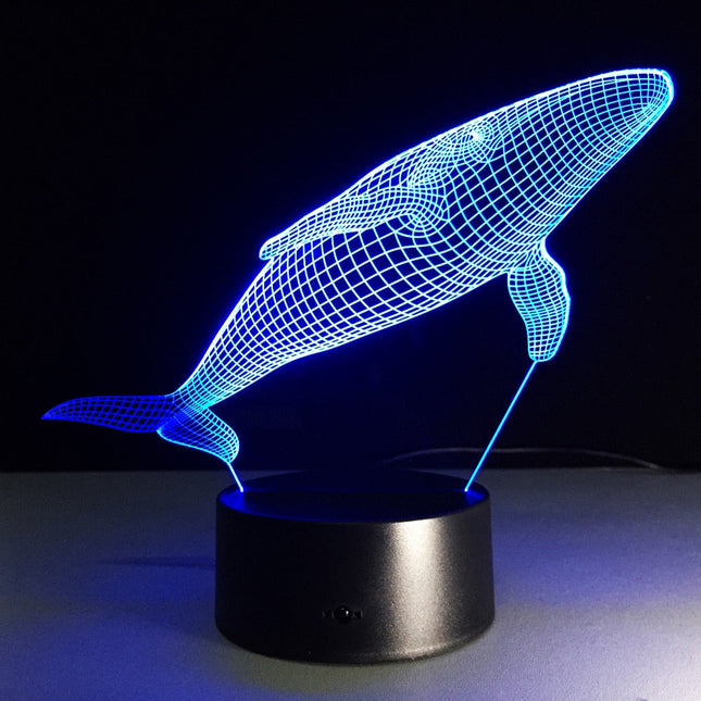 3D LED noční lampička velryba