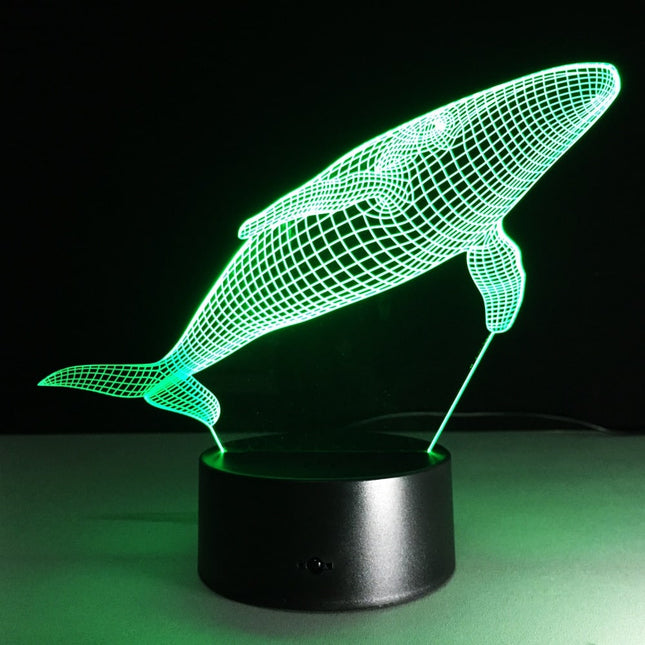 3D LED noční lampička velryba