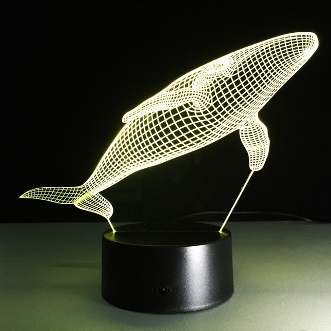 3D LED noční lampička velryba