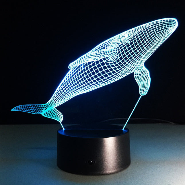3D LED noční lampička velryba