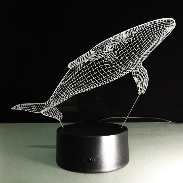 3D LED noční lampička velryba