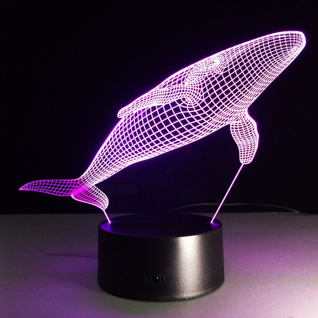 3D LED noční lampička velryba