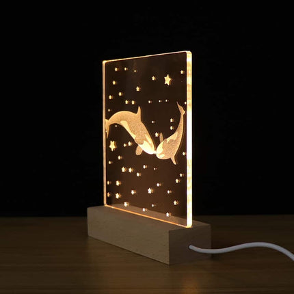 Akrylová 3D LED lampička s velrybami