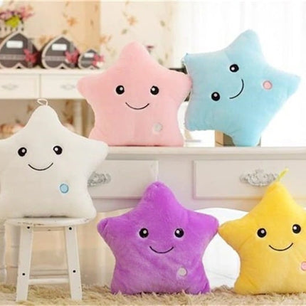 Fialový svítící plyšový polštář hvězda