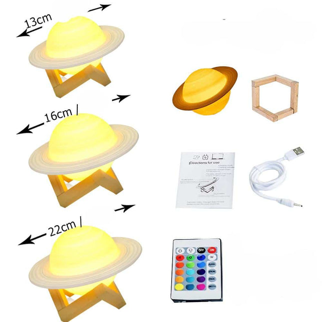 3D noční lampička planeta Saturn