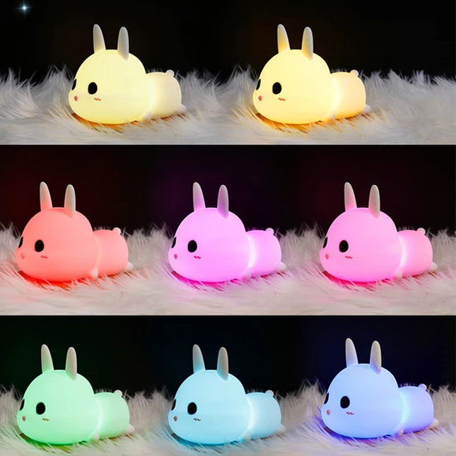 Měkká silikonová LED lampička zajíček