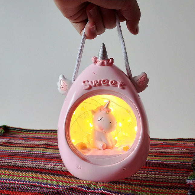 Pastelová dětská lampička lucerna jednorožec