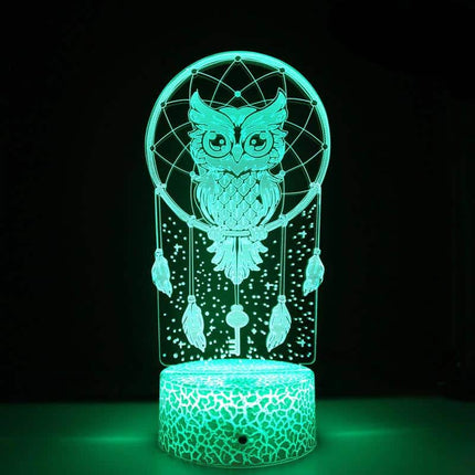 3D lampička sova v lapači snů