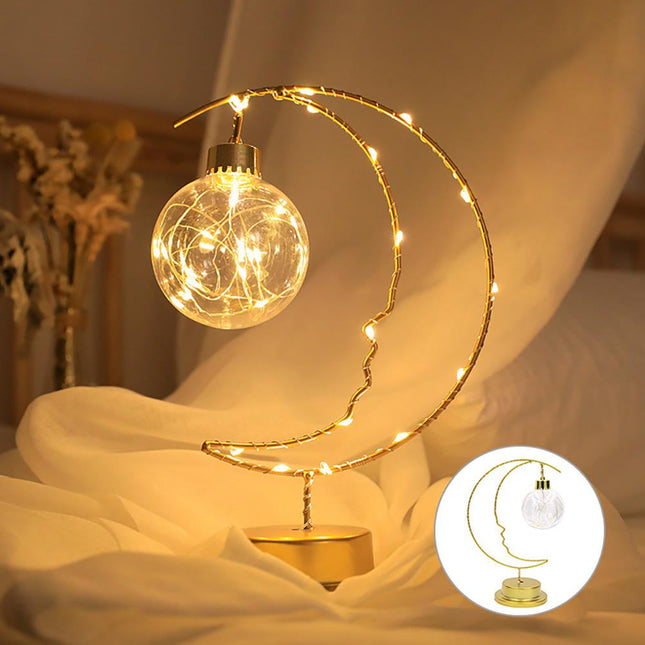 Zlatá dekorativní LED lampa měsíc