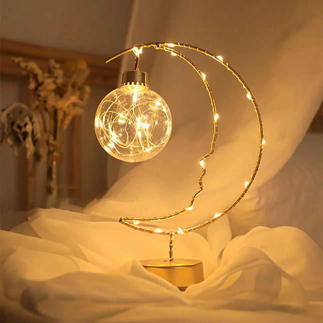 Zlatá dekorativní LED lampa měsíc