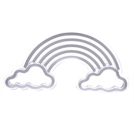 Nástěnná neonová dekorace duha s mraky