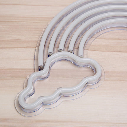 Nástěnná neonová dekorace duha s mraky