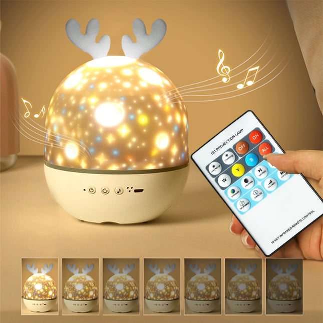 Dětská lampička jelen s pohyblivou projekcí