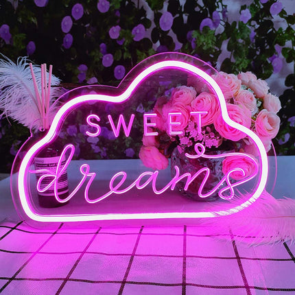 Neonové LED světlo mrak Sweet Dreams