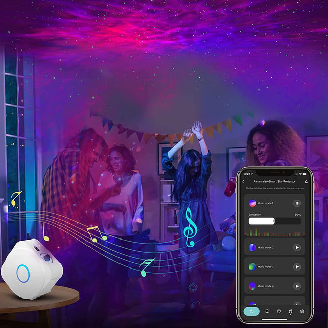 Bílý chytrý projektor galaxie WiFi Alexa