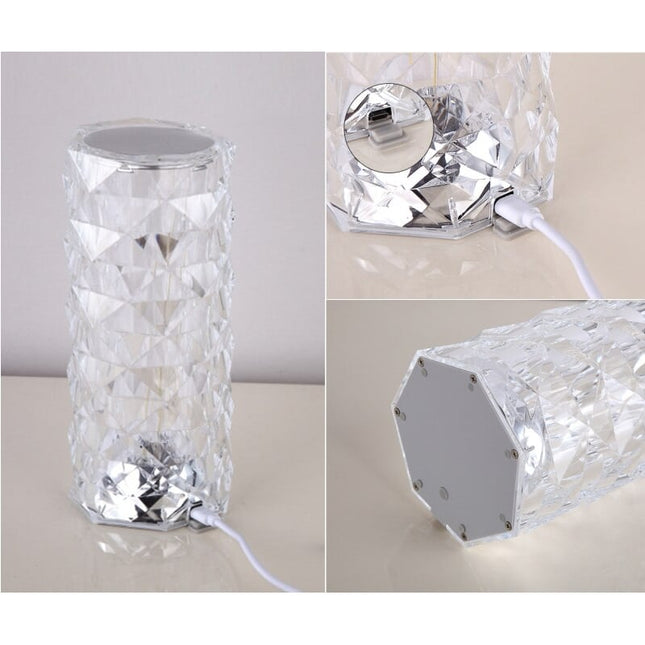 Křišťálová stolní lampa s dotykovým ovládáním