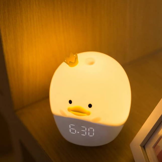 Dětský budík s nočním světlem káčátko