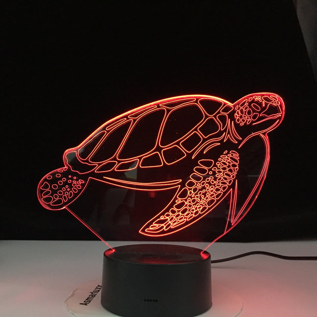 Dotykové 3D noční světlo ve tvaru želvy
