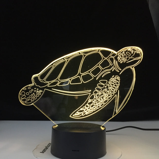 Dotykové 3D noční světlo ve tvaru želvy