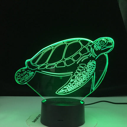 Dotykové 3D noční světlo ve tvaru želvy