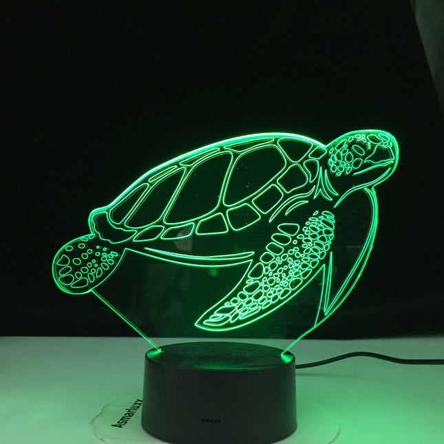Dotykové 3D noční světlo ve tvaru želvy