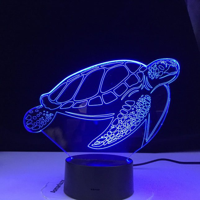 Dotykové 3D noční světlo ve tvaru želvy