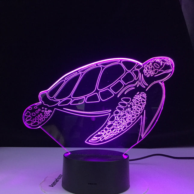 Dotykové 3D noční světlo ve tvaru želvy