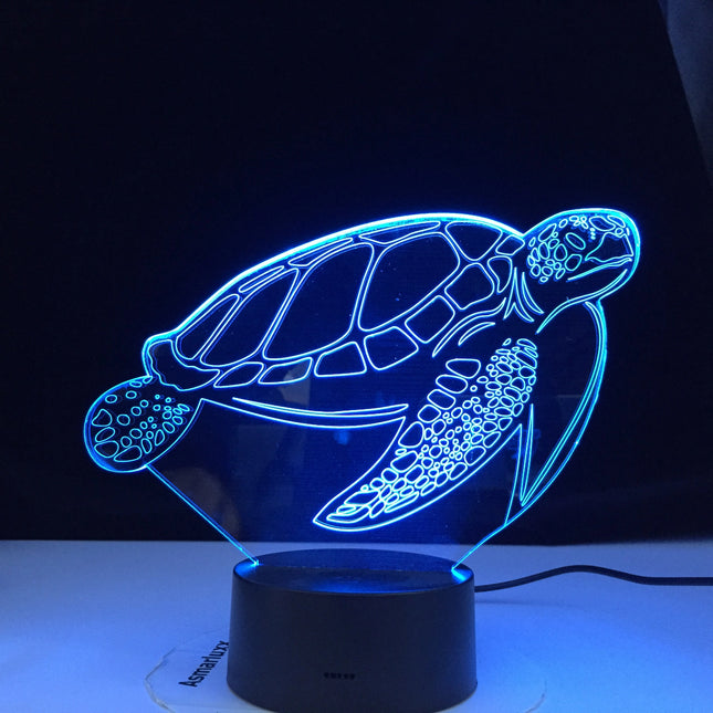 Dotykové 3D noční světlo ve tvaru želvy